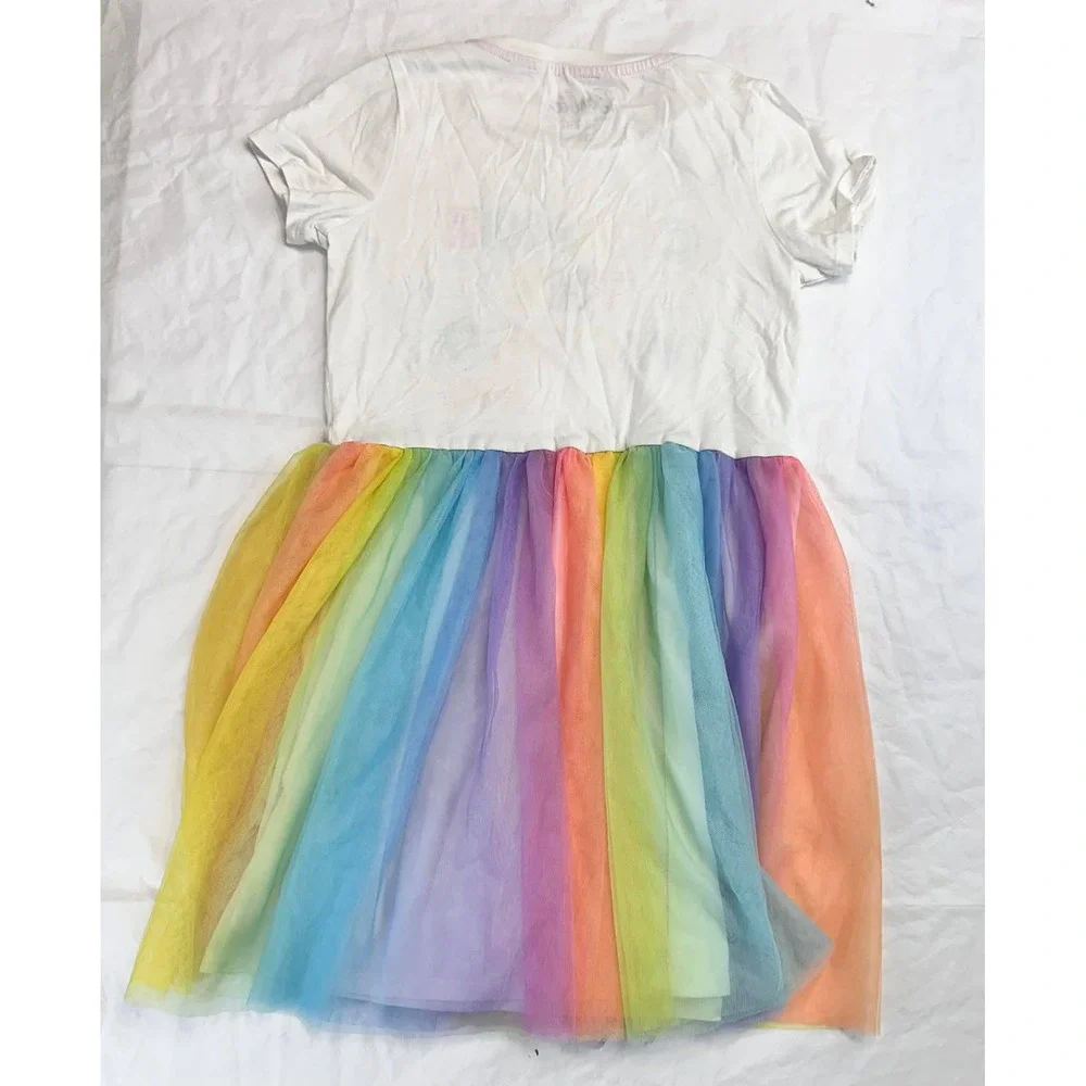 Barbie Whimsical Playful Rainbow Layered Tulle Dress Girls XL 14 16‎
